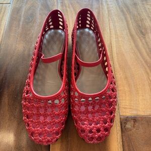 Madewell The Greta Ballet Flat in Open-Weave Leather. Size 5.5 red